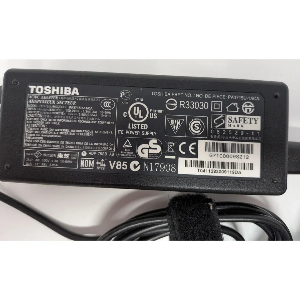Genuine Toshiba PA3715U-1ACA ADP-75SB AB 75W 19V Charger Adapter TESTED WORKS